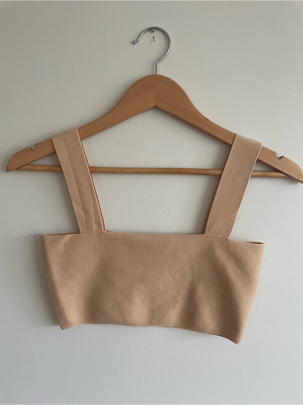 Zara Beige Square-Neck Crop Top